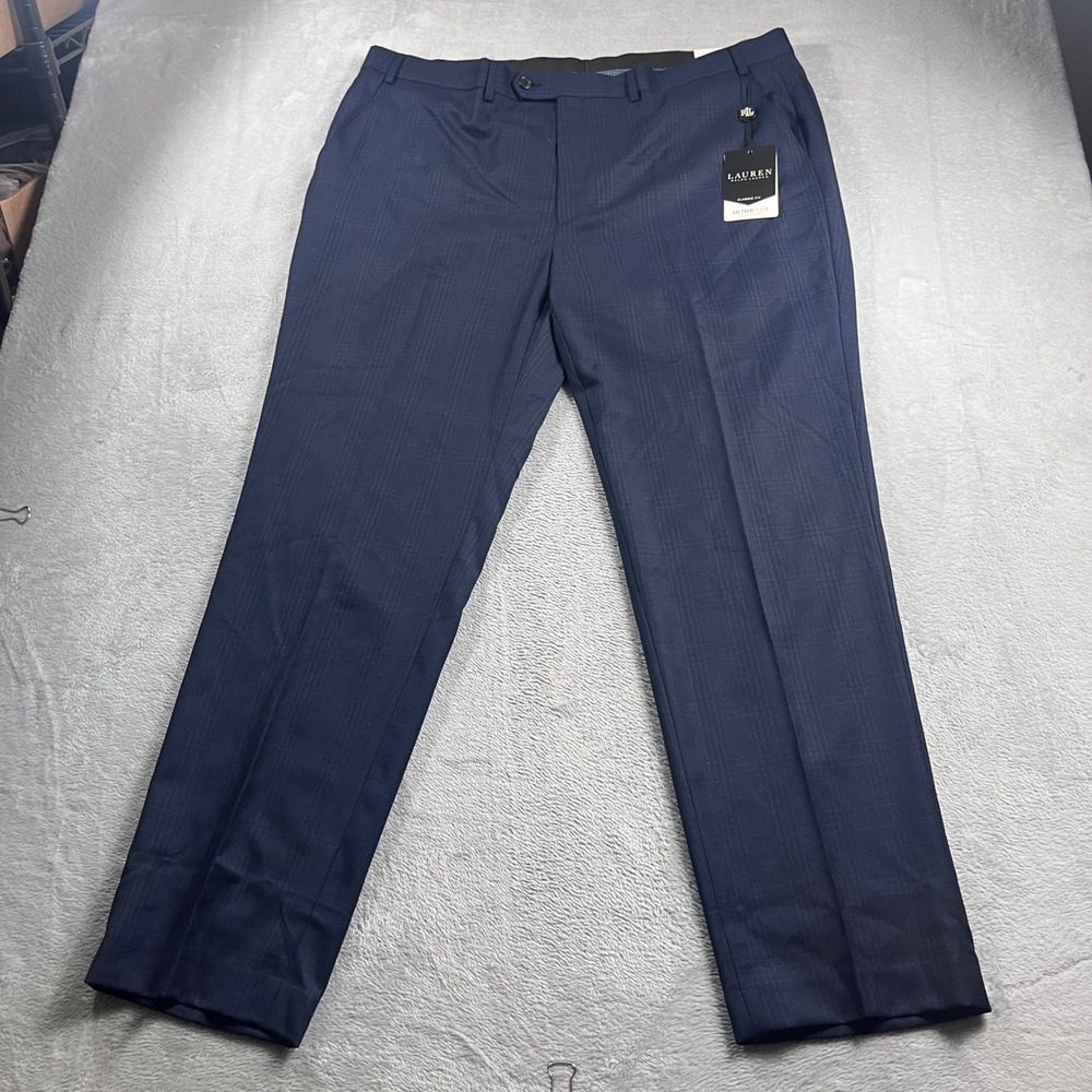 Lauren Ralph Lauren Mens 42x32 Edgewood Navy Plaid Ultraflex Suit Pants NWT